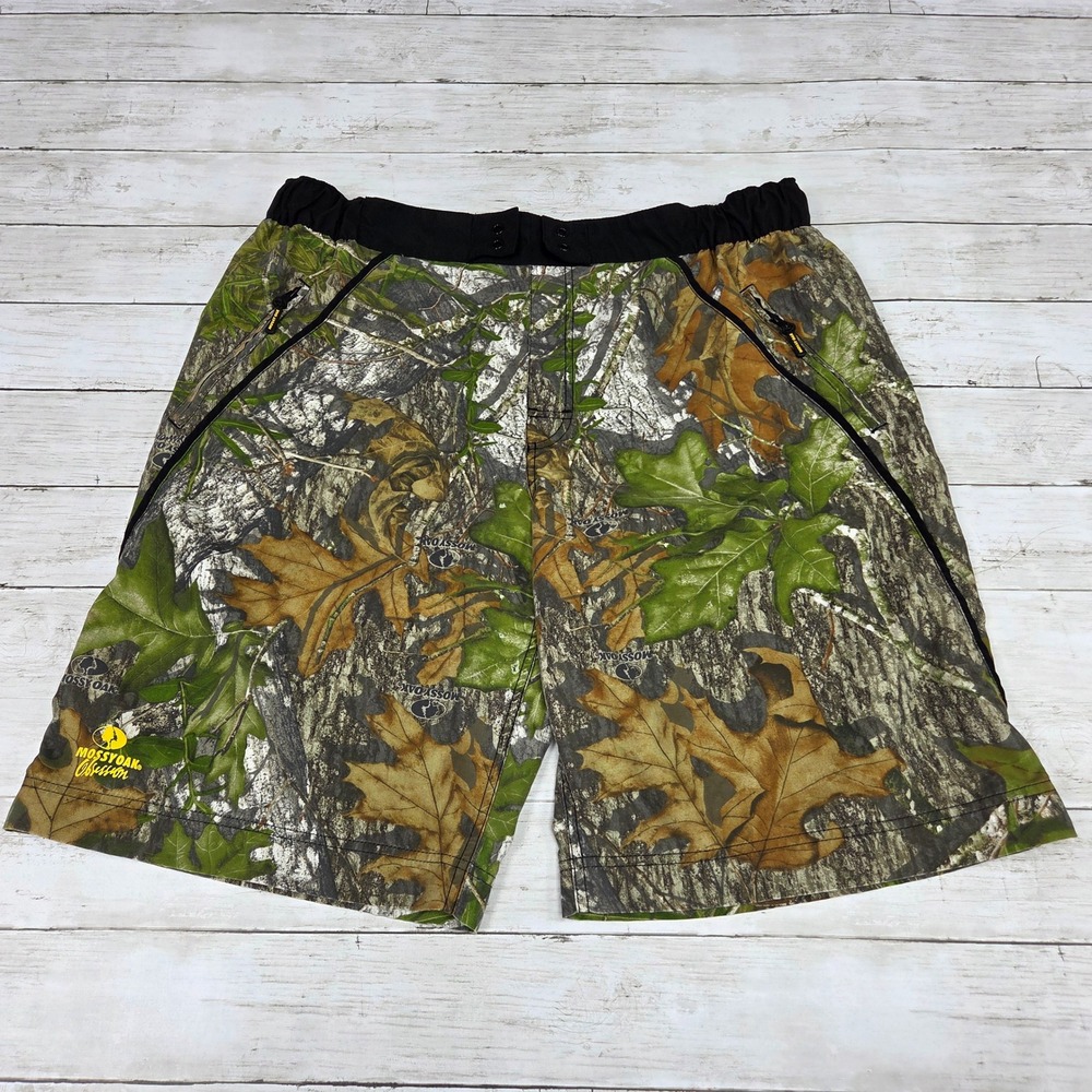 Mossy Oak Obsession Shorts Mens 40 Green Camo Hunting Zipper Pockets No String